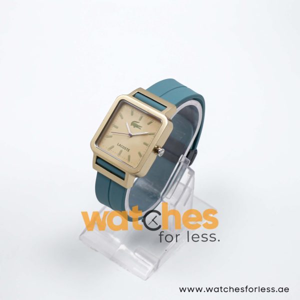 Lacoste Men’s Quartz Sky Green Silicone Strap Beige Dial 34mm Watch 2020018