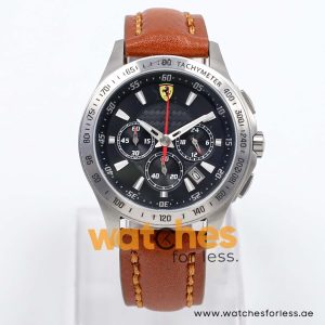 Ferrari Men’s Quartz Brown Leather Strap Black Dial 44mm Watch 830039/2