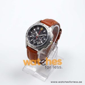 Ferrari Men’s Quartz Brown Leather Strap Black Dial 44mm Watch 830039/2