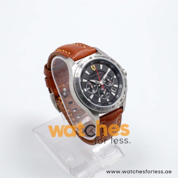 Ferrari Men’s Quartz Brown Leather Strap Black Dial 44mm Watch 830039/2