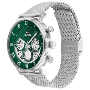 Tommy Hilfiger Men’s Quartz Silver Stainless Steel Green Dial 44mm Watch 1710567