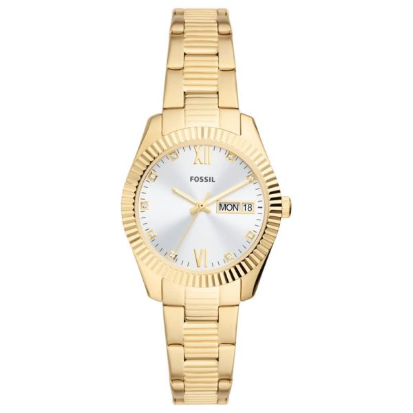 Fossil Women’s Quartz Gold Stainless Steel Silver Dial 32mm Watch ES5199 (Without Tag)