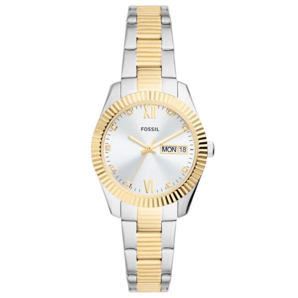 Fossil Women’s Quartz Two Tone Stainless Steel Silver Dial 32mm Watch ES5198 (Without Tag)