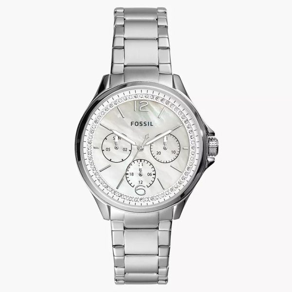 Fossil Women’s Quartz Silver Stainless Steel Mother Of Pearl Dial 38mm Watch ES4778 (Without Tag)