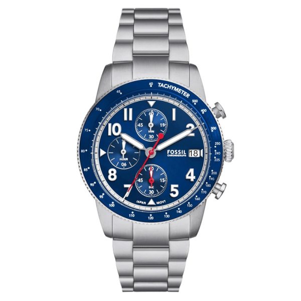 Fossil Men’s Quartz Silver Stainless Steel Blue Dial 42mm Watch FS6047