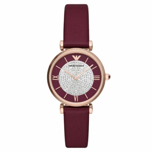 Emporio Armani Women’s Quartz Burgundy Leather Strap Burgundy Dial 32mm Watch AR11487