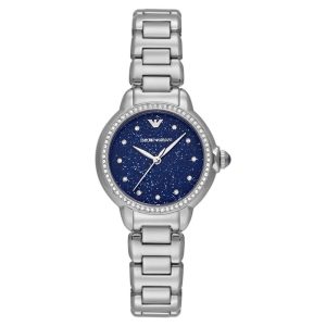 Emporio Armani Women’s Quartz Silver Stainless Steel Blue Dial 32mm Watch AR11630