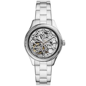 Fossil Women’s Automatic Silver Stainless Steel Silver Dial 36mm Watch BQ3753