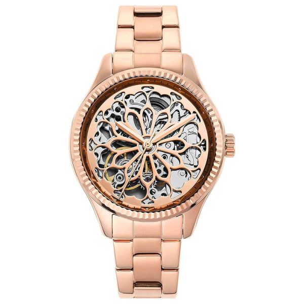 Fossil Women’s Automatic Rose Gold Stainless Steel Rose Gold Dial 36mm Watch BQ3754