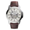 Fossil Men’s Automatic Brown Leather Strap Beige Skeleton Dial 45mm Watch ME3099