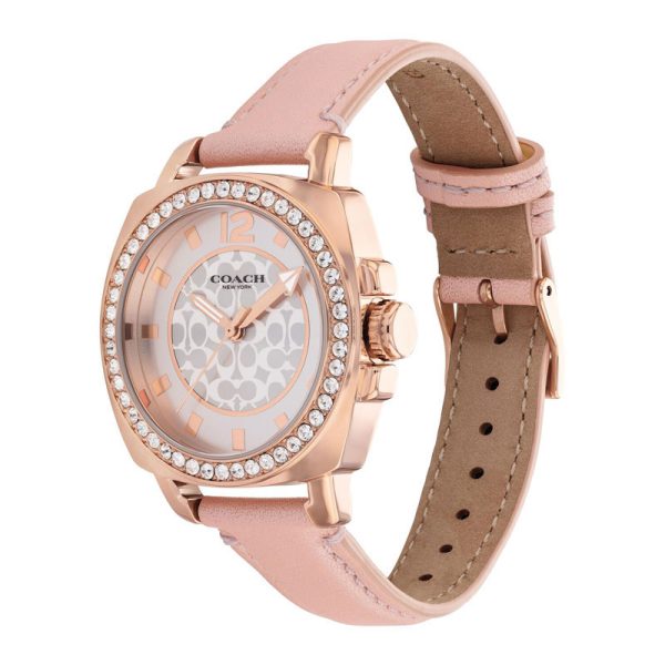 Coach Women’s Quartz Pink Leather Strap Silver Sunray Dial 35mm Watch 14503151