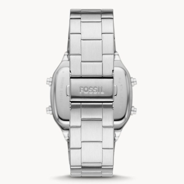 Fossil Men’s Digital Silver Stainless Steel Positive Display Dial 40mm Watch FS5844