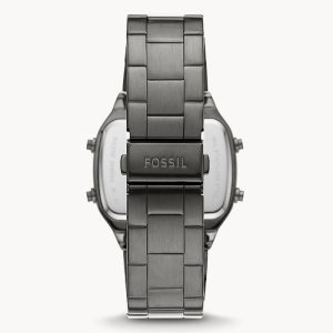 Fossil Men’s Digital Grey Stainless Steel Negative Display Dial 40mm Watch FS5846