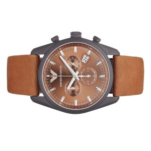 Emporio Armani Men’s Quartz Brown Leather Strap Brown Dial 43mm Watch AR6077