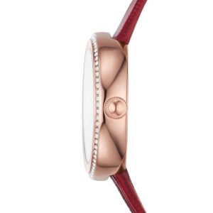 Emporio Armani Women’s Quartz Maroon Leather Strap White Dial 30mm Watch AR11532