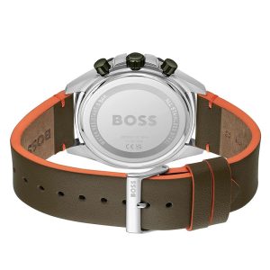 Hugo Boss Men’s Quartz Olive Green Leather Strap Olive Green Dial 45mm Watch 1514018