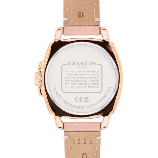 Coach Women’s Quartz Pink Leather Strap Silver Sunray Dial 35mm Watch 14503151