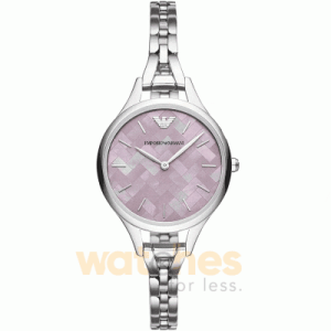 Emporio Armani Women’s Quartz Silver Stainless Steel Pink Mother Of Pearl Dial 32mm Watch AR11122