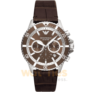Emporio Armani Men’s Quartz Brown Leather Strap Brown Dial 43mm Watch AR11486