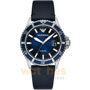 Emporio Armani Men’s Quartz Dark Blue Leather Strap Blue Dial 42mm Watch AR11516