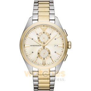 Emporio Armani Men’s Quartz Two Tone Stainless Steel Cream Dial 43mm Watch AR11605