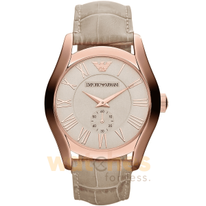 Emporio Armani Men’s Quartz Beige Leather Strap Beige Dial 43mm Watch AR1667