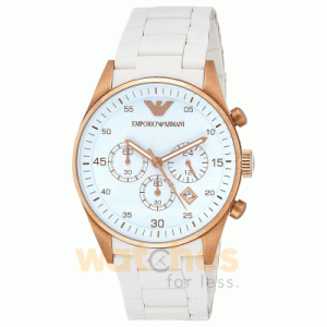 Emporio Armani Men’s Quartz White Silicone & Stainless Steel White Dial 43mm Watch AR5919