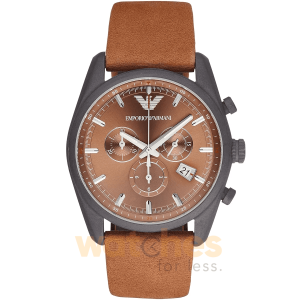 Emporio Armani Men’s Quartz Brown Leather Strap Brown Dial 43mm Watch AR6077