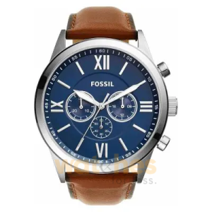 Fossil Men’s Quartz Brown Leather Strap Blue Dial 48mm Watch BQ2125 (Without Tag)