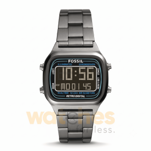 Fossil Men’s Digital Grey Stainless Steel Negative Display Dial 40mm Watch FS5846