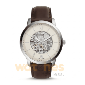 Fossil Men’s Automatic Brown Leather Strap Cream Dial 44mm Watch ME3184