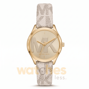 Michael Kors Women’s Quartz Off-White Leather Strap Gold Dial 33mm Watch MK2861