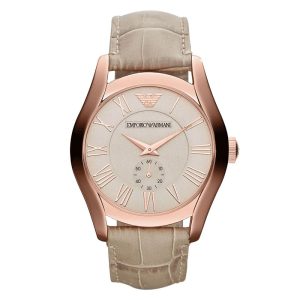 Emporio Armani Men’s Quartz Beige Leather Strap Beige Dial 43mm Watch AR1667