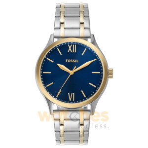 Fossil Men’s Quartz Two Tone Stainless Steel Blue Dial 44mm Watch BQ2786SET (Without Tag)