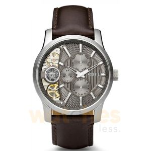 Fossil Men’s Mechanical Brown Leather Strap Grey Dial 42mm Watch ME1098