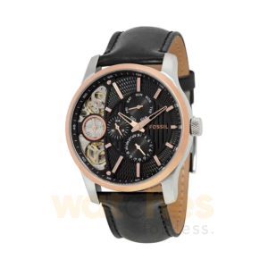 Fossil Men’s Mechanical Black Leather Strap Black Dial 42mm Watch ME1099