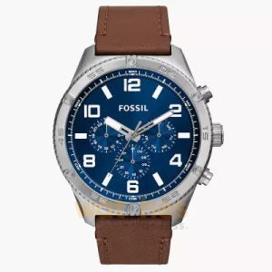 Fossil Men’s Quartz Brown Leather Strap Blue Dial 50mm Watch BQ2799 (Without Tag)