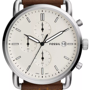 Fossil Men’s Quartz Brown Leather Strap Beige Dial 42mm Watch FS5402 (Without Tag)