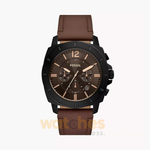 Fossil Men’s Chronograph Quartz Brown Leather Strap Brown Dial 45mm Watch BQ2820 (Without Tag)