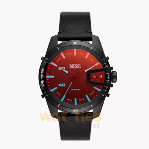 Diesel Men’s Quartz Black Leather Strap Black Dial 46mm Watch DZ1948 (Without Tag)