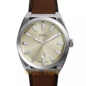 Fossil Men’s Quartz Brown Leather Strap Cream Dial 42mm Watch FS6071 (Without Tag)
