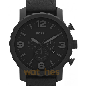 Fossil Men’s Chronograph Quartz Black Leather Strap Black Dial 50mm Watch JR1354 (Shelf Leftover)