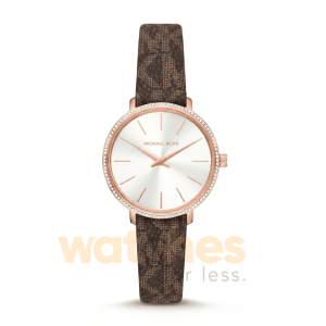 Michael Kors Women’s Quartz Brown Leather Strap Silver Sunray Dial 28mm Watch MK1036
