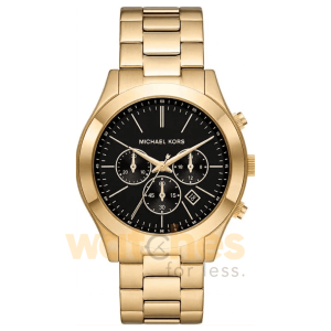 Michael Kors Men’s Chronograph Quartz Gold Stainless Steel Black Dial 44mm Watch MK1076