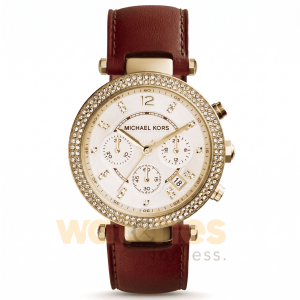 Michael Kors Women’s Chronograph Quartz Brown Leather Strap Gold Dial 39mm Watch MK2249