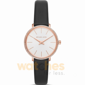 Michael Kors Women’s Quartz Black Leather Strap White Dial 34mm Watch MK2835