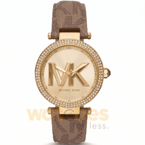 Michael Kors Women’s Quartz Brown PVC Strap Gold Dial 39mm Watch MK2973