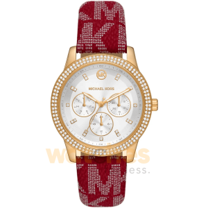Michael Kors Women’s Quartz Red PVC Strap White Dial 40mm Watch MK2975