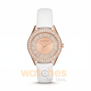 Michael Kors Women’s Quartz White Leather Strap Rose Gold Dial 38mm Watch MK2989