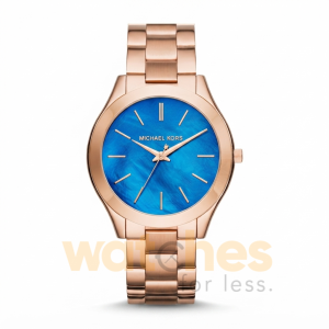Michael Kors Women’s Quartz Gold Stainless Steel Chain Blue Mother Of Pearl Dial 42mm Watch MK3494